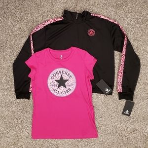 2pc Converse Tshirt Top + Full Zip Jacket, Girls XL